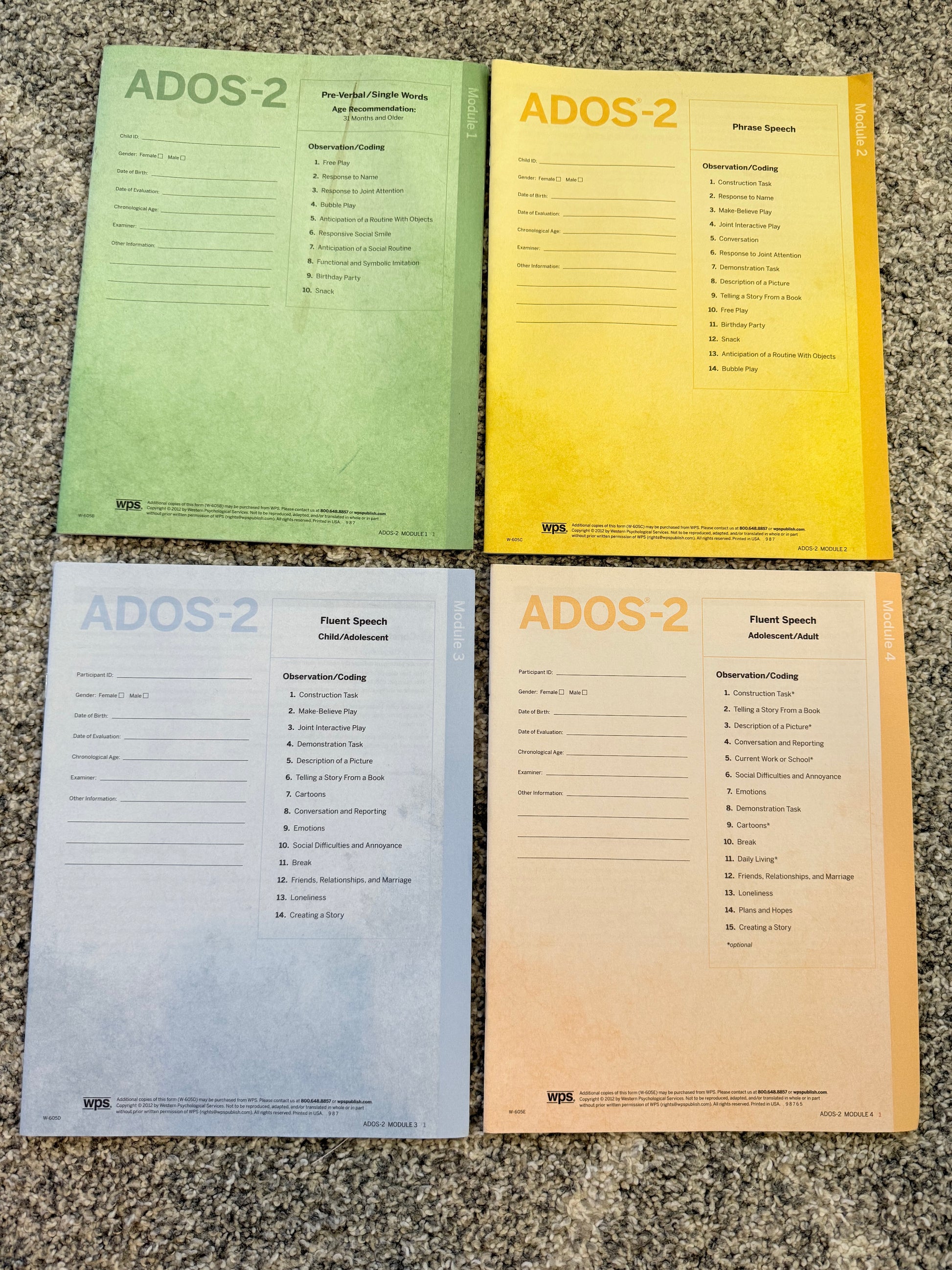 Ados-2 modules 1-4 by wps - print books printed media