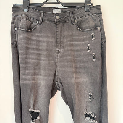 C & B Denim Size 14 Black Ripped Skinny Jeans