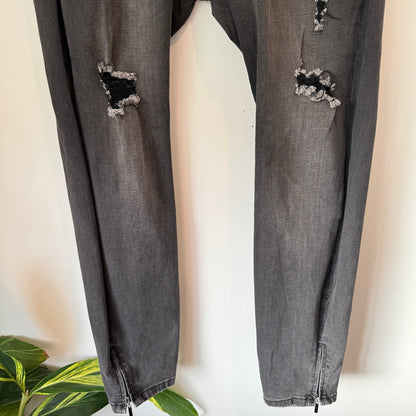 C & B Denim Size 14 Black Ripped Skinny Jeans