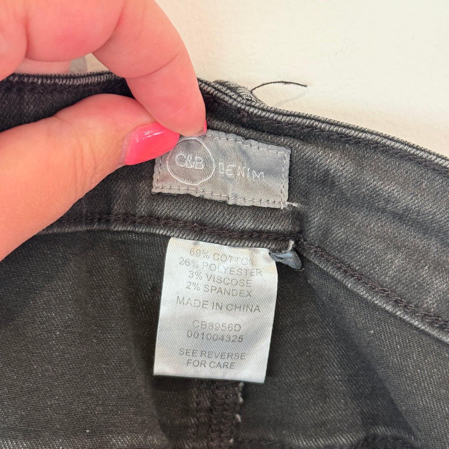 C & B Denim Size 14 Black Ripped Skinny Jeans