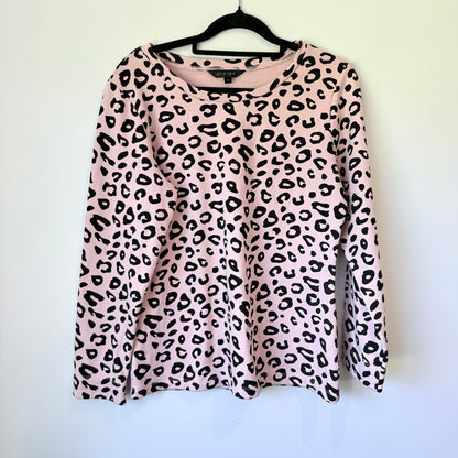 Zafina Size 8 Pink Leopard Print Light Weight Cotton Sweatshirt