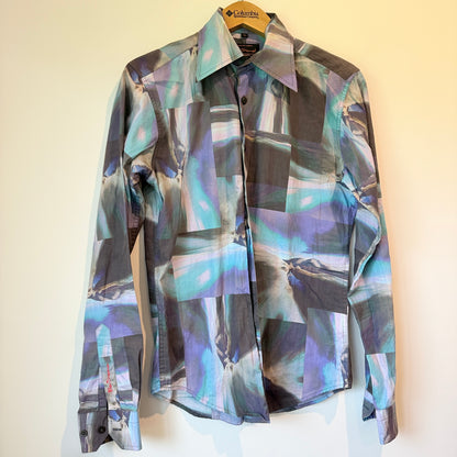 Ben Sherman Size S Long-Sleeved Multi-Color Abstract Button-Down Shirt
