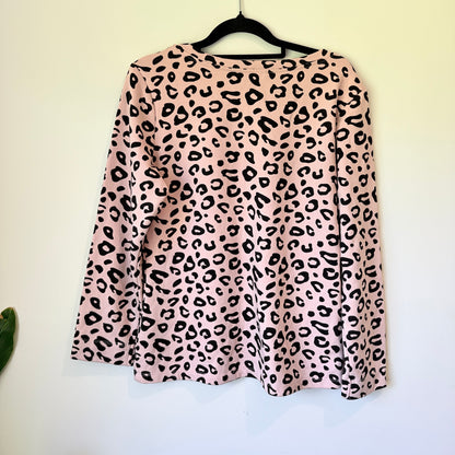 Zafina Size 8 Pink Leopard Print Light Weight Cotton Sweatshirt