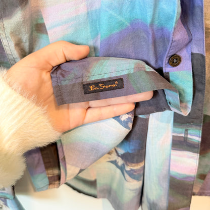 Ben Sherman Size S Long-Sleeved Multi-Color Abstract Button-Down Shirt