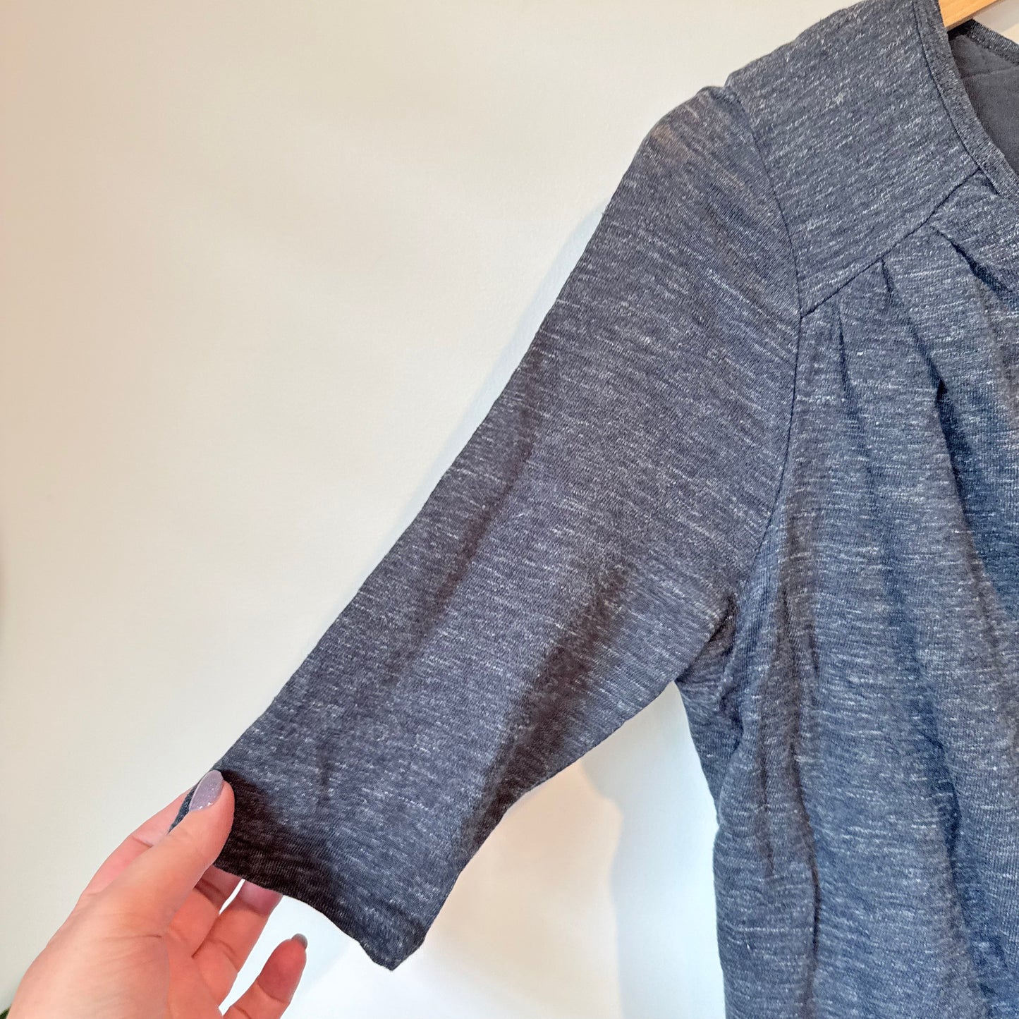 Country Road Size XS Gray Ruched 95% Linen Short-Sleeve Dress