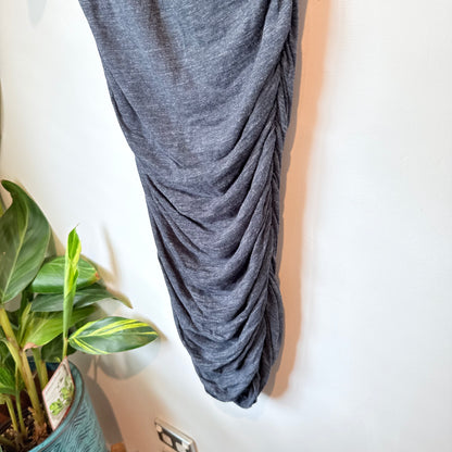 Country Road Size XS Gray Ruched 95% Linen Short-Sleeve Dress