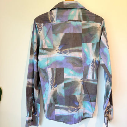 Ben Sherman Size S Long-Sleeved Multi-Color Abstract Button-Down Shirt