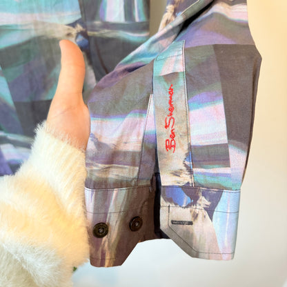 Ben Sherman Size S Long-Sleeved Multi-Color Abstract Button-Down Shirt