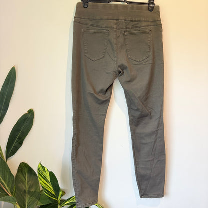 Jeanswest Size 14 Beluga Green Elasticated Cotton Blend Pants