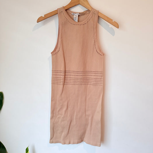 Zara Size XS Beige-Pink Seamless Openwork Dress