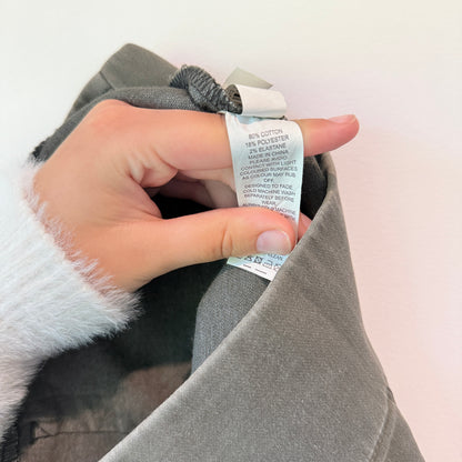 Jeanswest Size 14 Beluga Green Elasticated Cotton Blend Pants