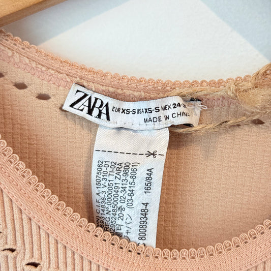 Zara Size XS Beige-Pink Seamless Openwork Dress