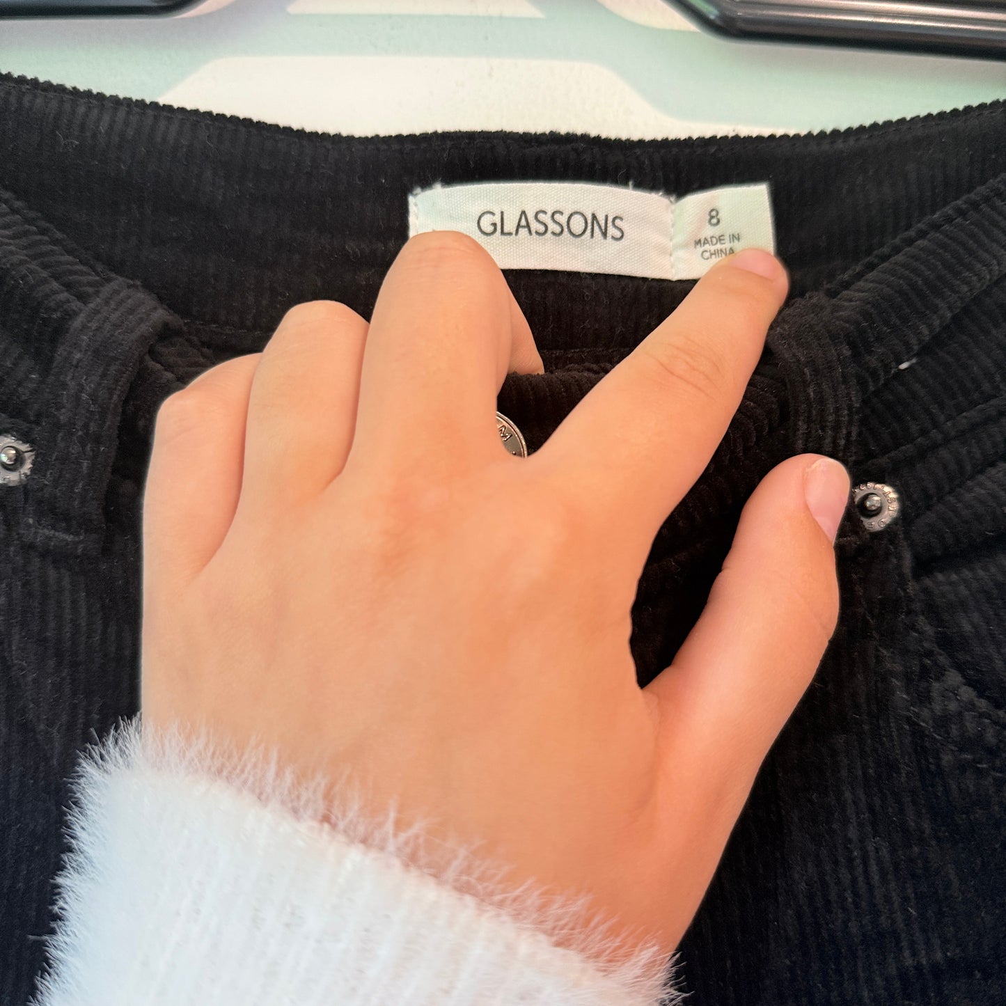 Glassons Size 8 Black Corduroy Trousers