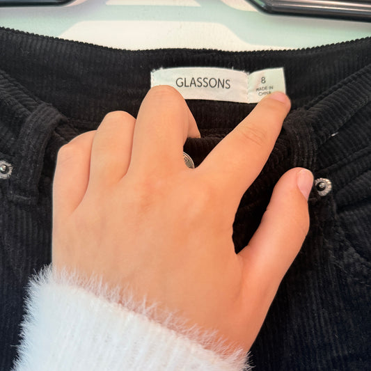 Glassons Size 8 Black Corduroy Trousers