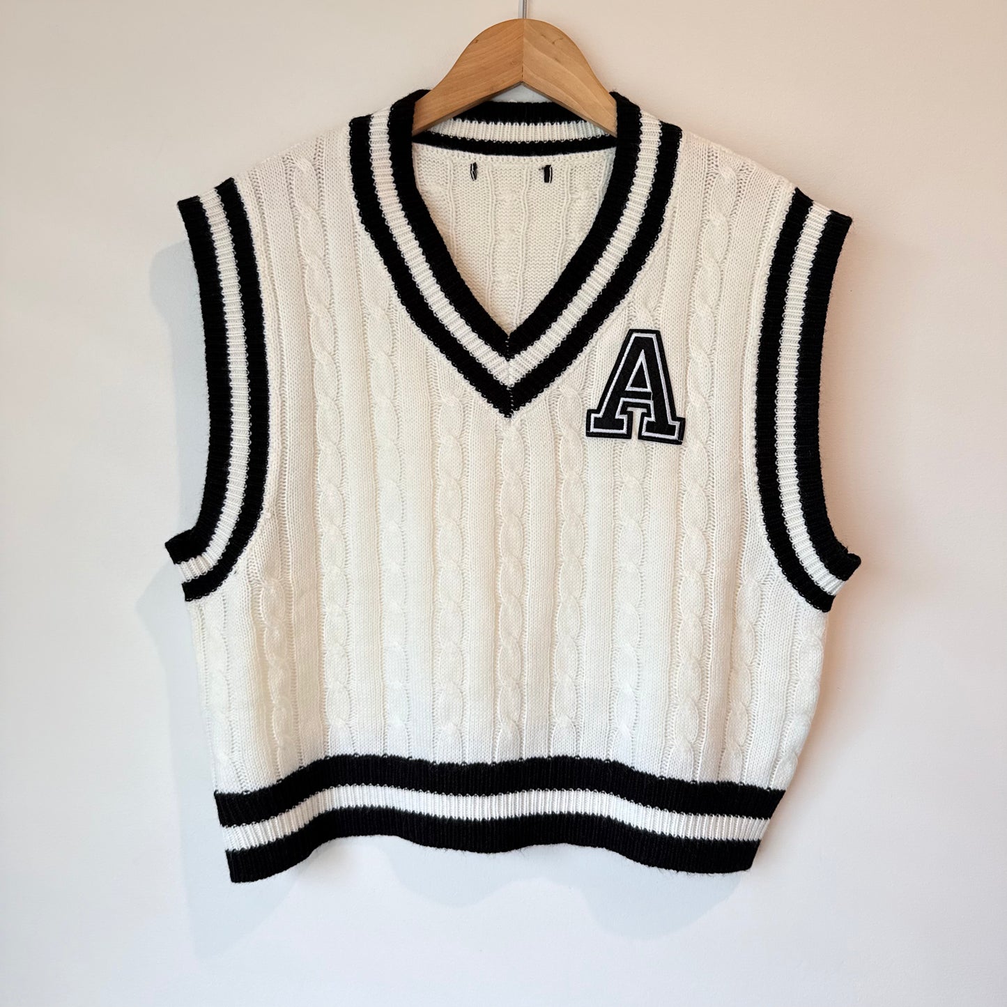 Cut Label 100% Acrylic White Sweater Vest - 50cm U/Arm to U/Arm