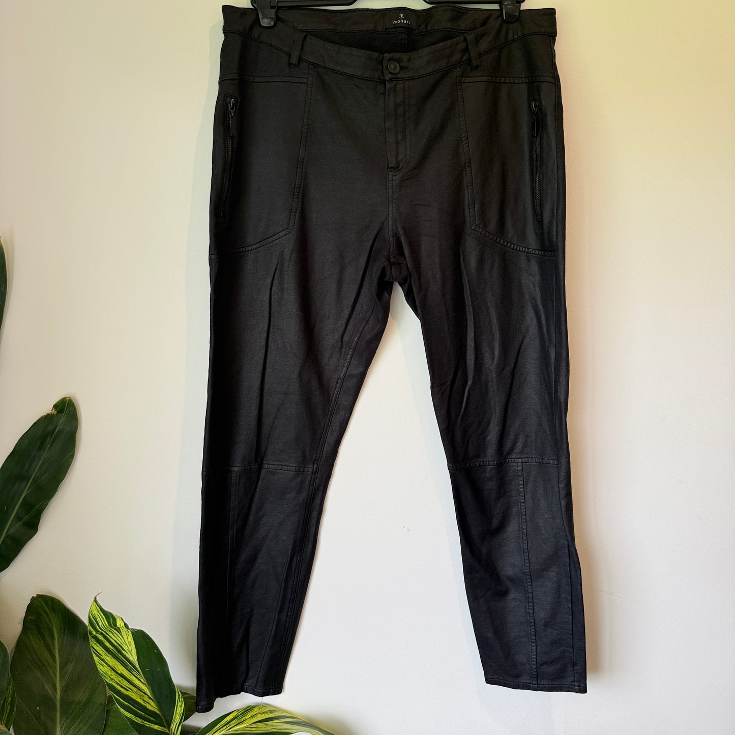 Monari Size 18 Black Faux Leather Pants