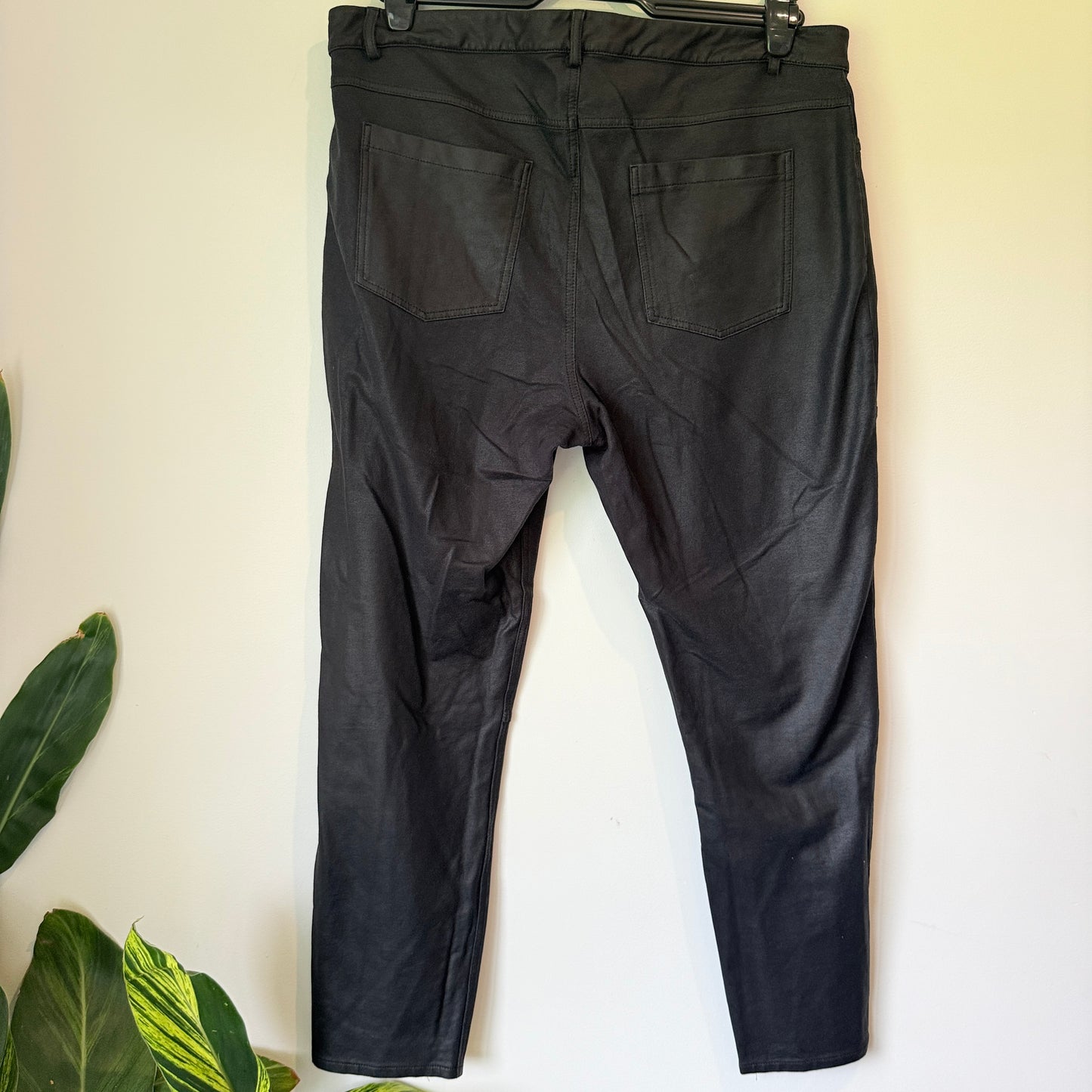Monari Size 18 Black Faux Leather Pants