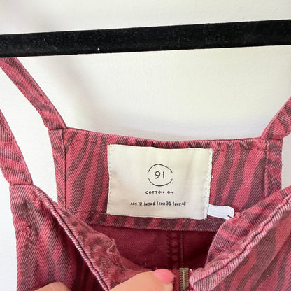 Cotton On Size 10 Dungaree Zebra Red Dress