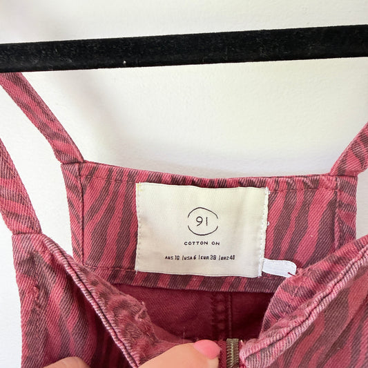 Cotton On Size 10 Dungaree Zebra Red Dress