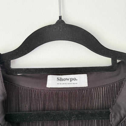 Showpo Size 10 Black Long Sleeve Wrap Dress