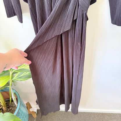 Showpo Size 10 Black Long Sleeve Wrap Dress