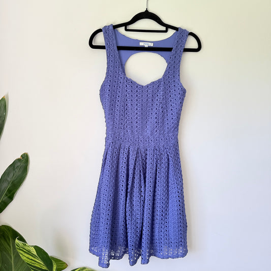 Valley Girl Size M Blue Lace Overlay Sleeveless Sundress