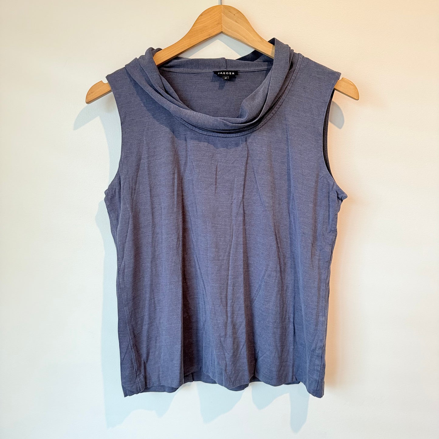 Jaeger Size M Gray Split Back 100% Silk Top