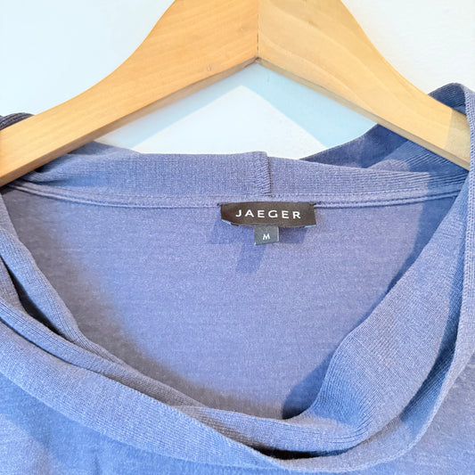 Jaeger Size M Gray Split Back 100% Silk Top