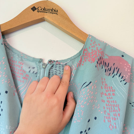 Cut Label Size U/Arm 48cm Light Blue Floral Romper