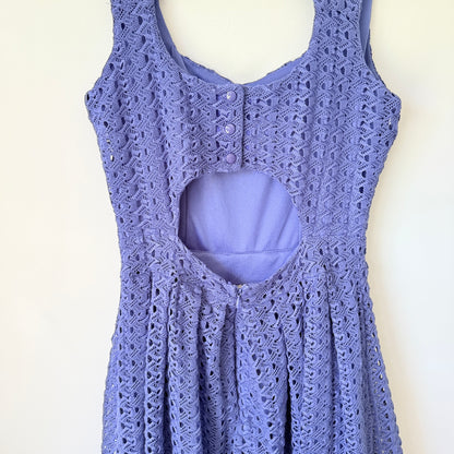 Valley Girl Size M Blue Lace Overlay Sleeveless Sundress
