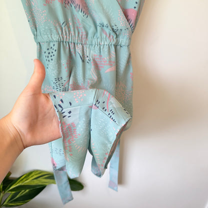 Cut Label Size U/Arm 48cm Light Blue Floral Romper