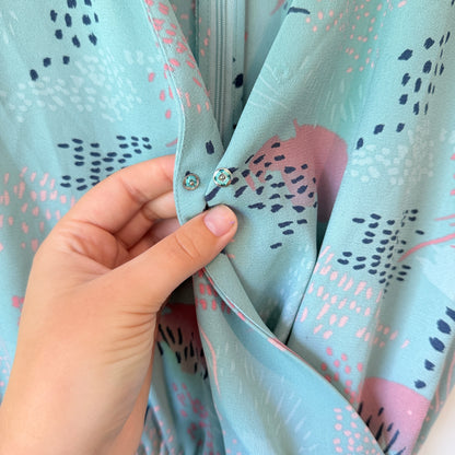 Cut Label Size U/Arm 48cm Light Blue Floral Romper