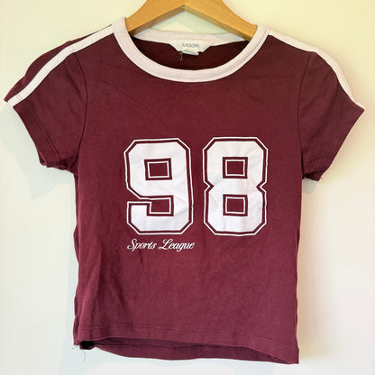 Glassons Size M Maroon & White Ringer T-Shirt