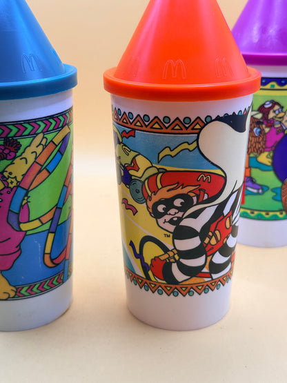 McDonald’s Olympic Sports 1996 Collector Cups Set of 4 with Lids & Straws