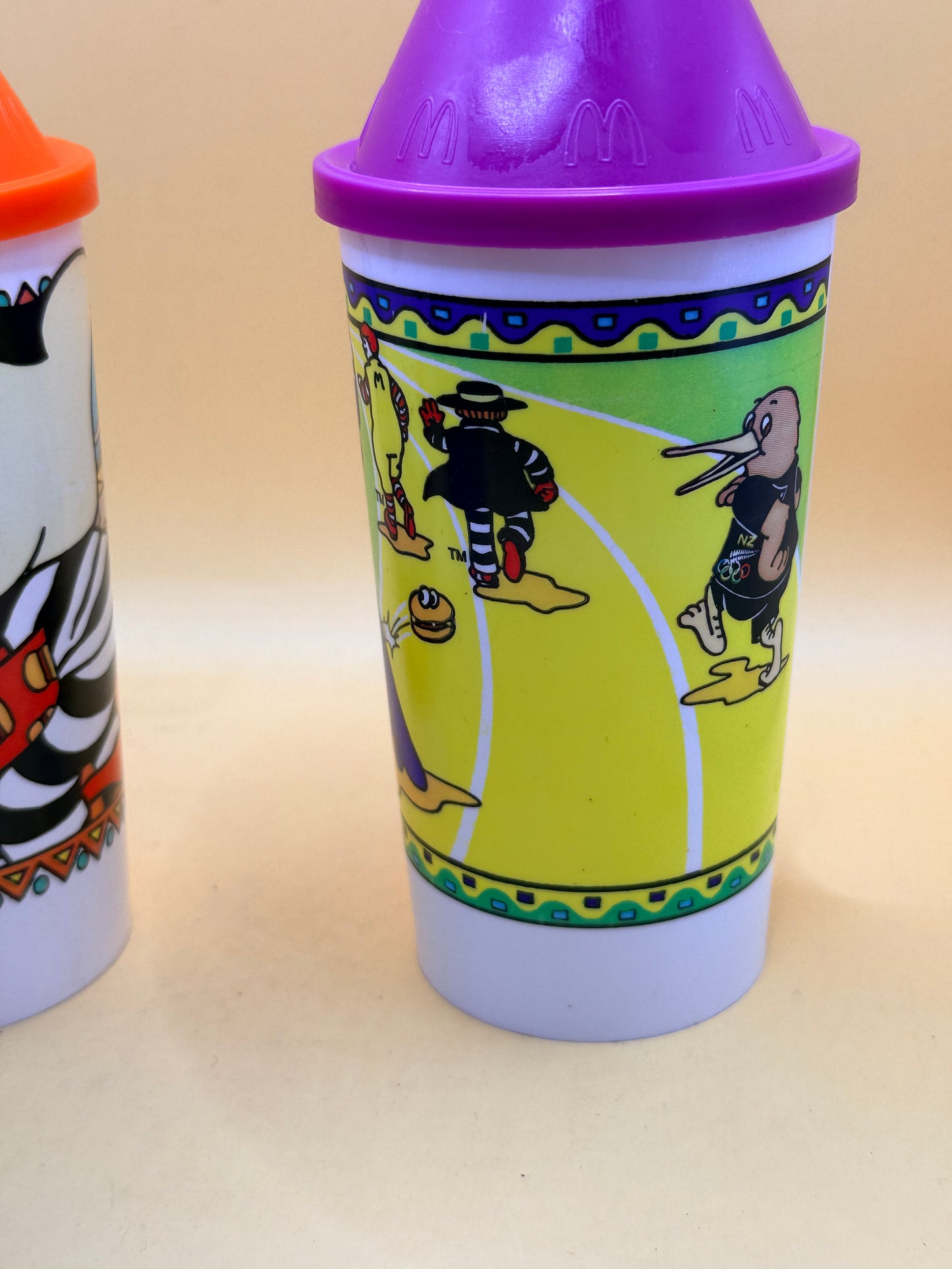 McDonald’s Olympic Sports 1996 Collector Cups Set of 4 with Lids & Straws