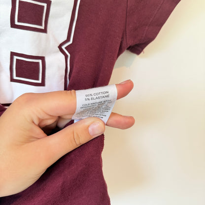 Glassons Size M Maroon & White Ringer T-Shirt