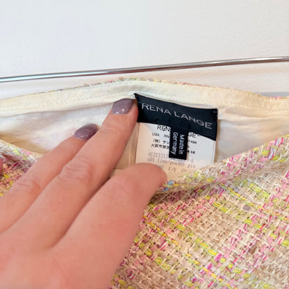 Rena Lange Size 10 Multi-Colour Silk / Wool / Cupro Blend Skirt