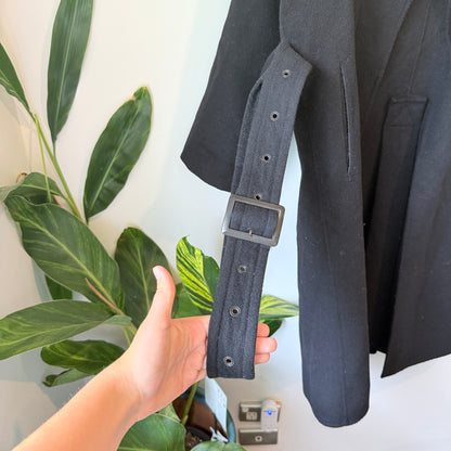 Zara Basic Size M Black Wool Blend Coat