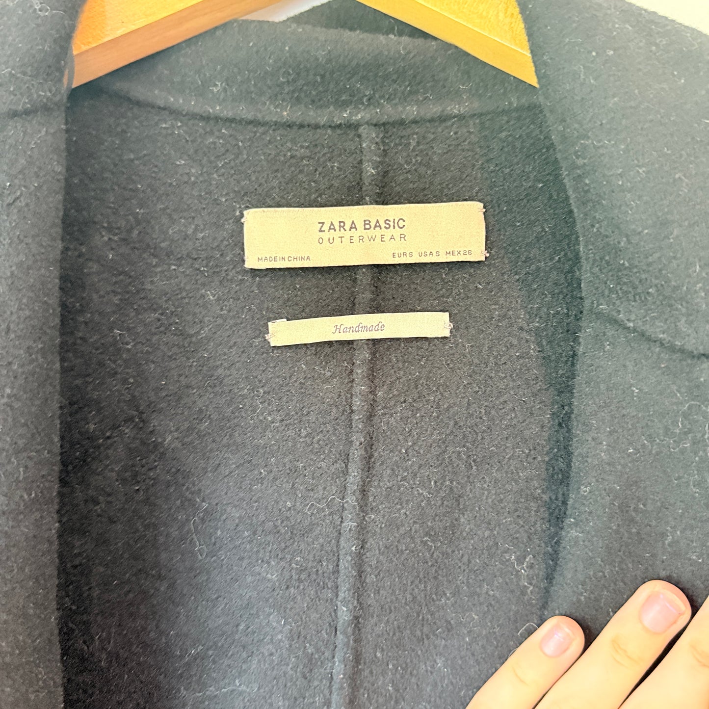 Zara Basic Size M Black Wool Blend Coat