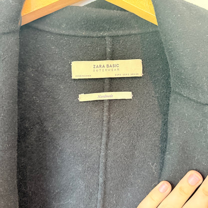 Zara Basic Size M Black Wool Blend Coat
