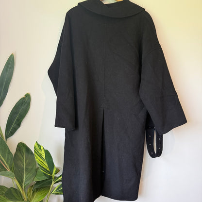 Zara Basic Size M Black Wool Blend Coat