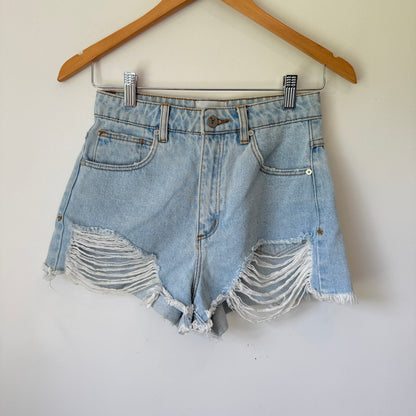 Abrand Jeans Size 7/25 High Relaxed Distressed Denim Shorts