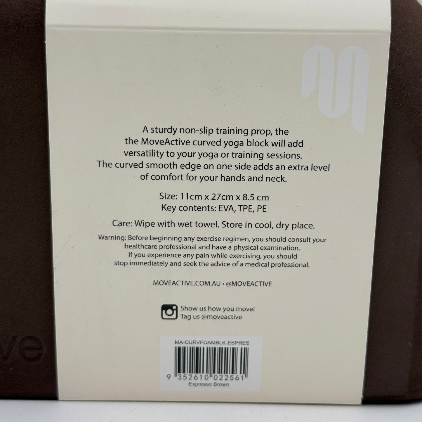 MoveActive Curved Studio Block – Yoga Support Prop (11cm x 27cm x 8.5cm)