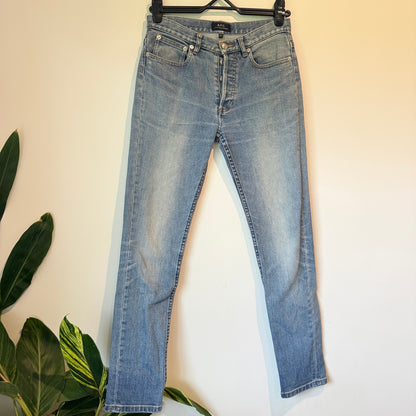 A.P.C Size 27 High-Waisted Straight-Leg Blue Jeans