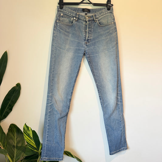 A.P.C Size 27 High-Waisted Straight-Leg Blue Jeans