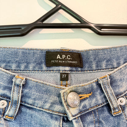 A.P.C Size 27 High-Waisted Straight-Leg Blue Jeans