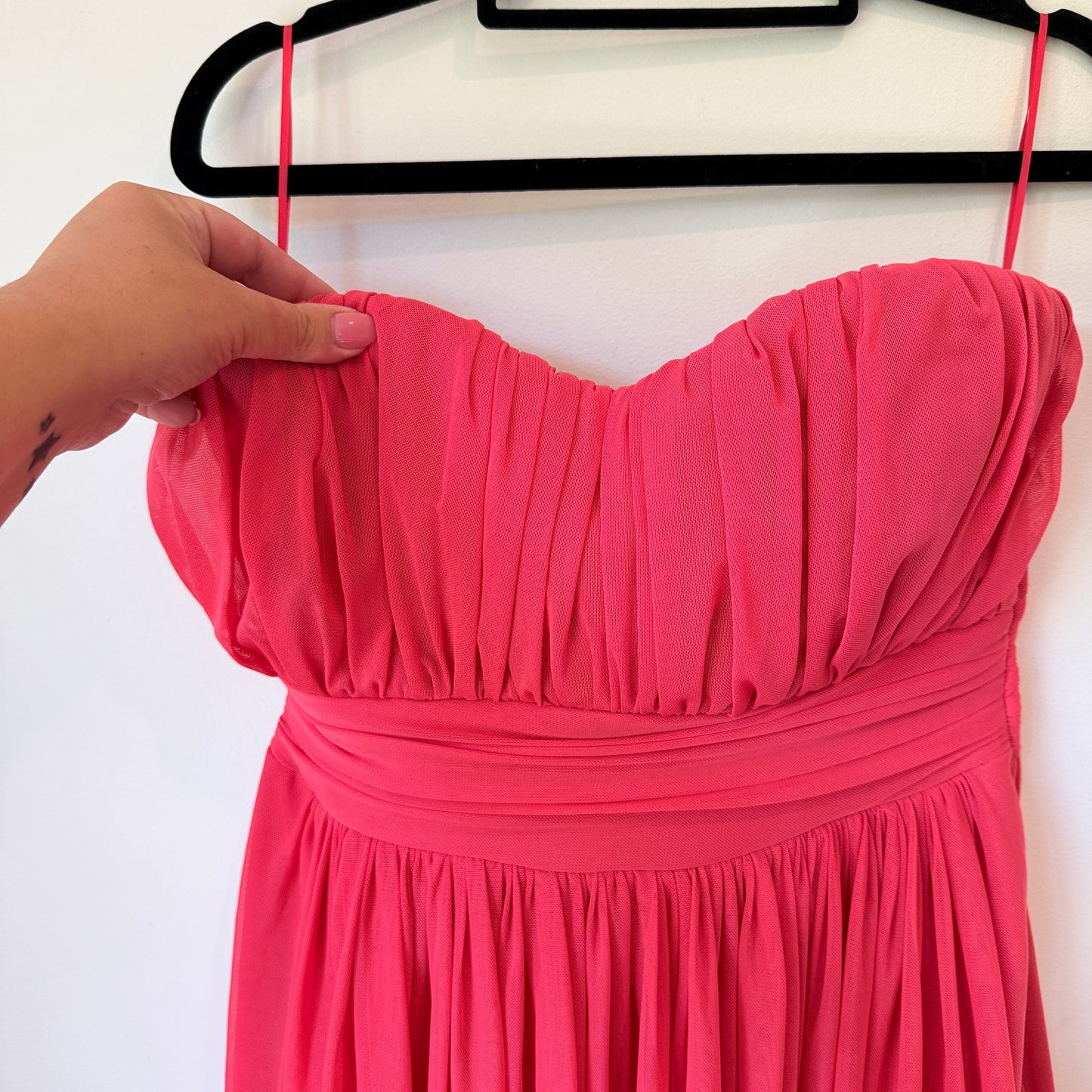 Pagani Size 14 Pink Strapless Chiffon Dress