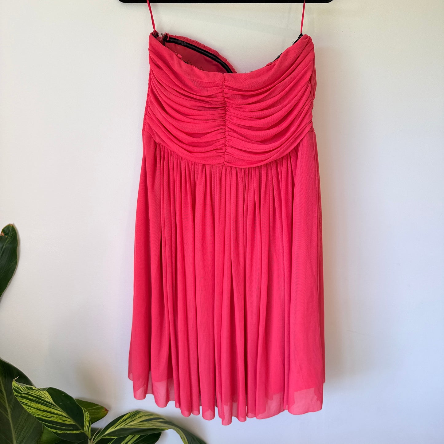 Pagani Size 14 Pink Strapless Chiffon Dress
