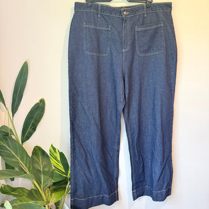 Wide High Rise Size 24 (108cm Waist) High-Waist Wide-Leg Denim Jeans