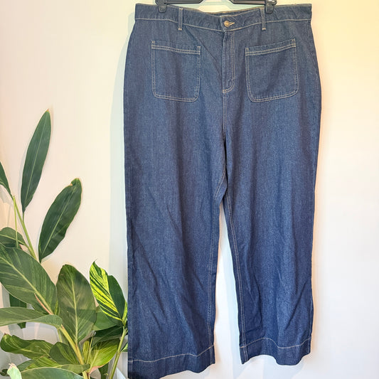 Wide High Rise Size 24 (108cm Waist) High-Waist Wide-Leg Denim Jeans